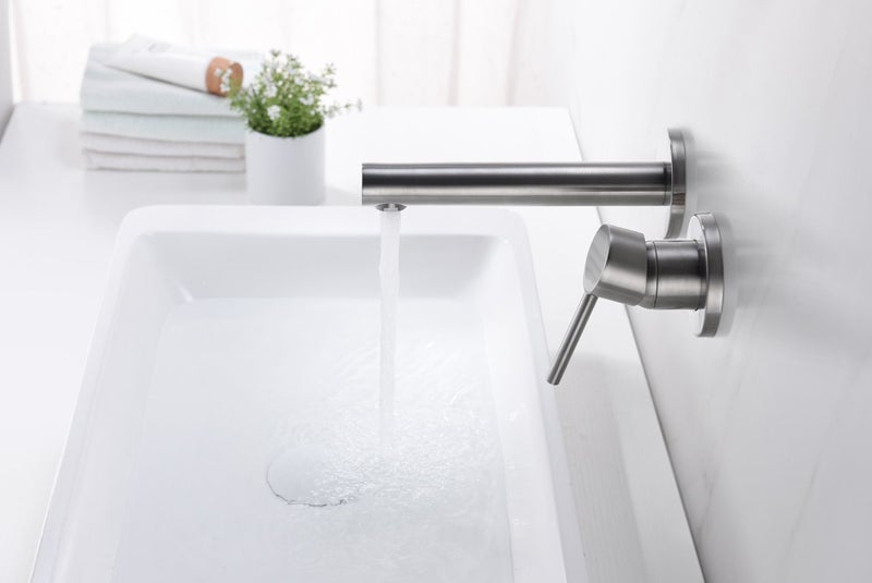 Sumerain Wall Mount Bathroom Faucet Brushed Nickel,Valve Included - Image 3